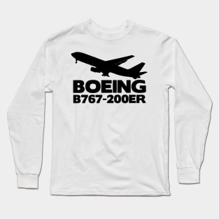 Boeing B767-200ER Silhouette Print (Black) Long Sleeve T-Shirt